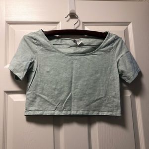 Mint green & grey crop top tee